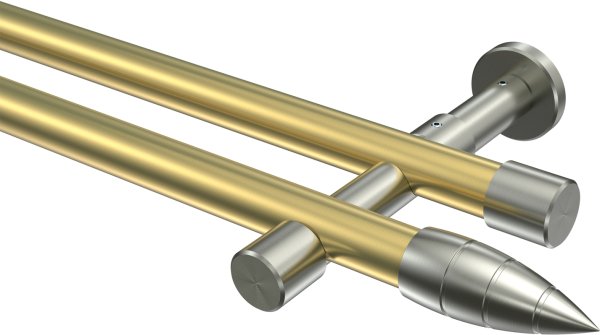 Gardinenstange Messing-Optik / Edelstahl-Optik 20 mm Ø 2-läufig PRESTIGE - Samanto (ohne Ringe)