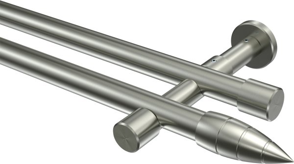 Gardinenstange Edelstahl-Optik 20 mm Ø 2-läufig PRESTIGE - Samanto (ohne Ringe) 100 cm