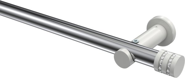 Gardinenstange Metall 20 mm Ø PLATON - Estana Chrom / Weiß (ohne Ringe) 100 cm