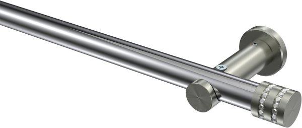 Gardinenstange Metall 20 mm Ø PLATON - Estana Chrom / Edelstahl-Optik (ohne Ringe) 100 cm