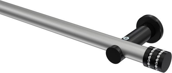 Gardinenstange Metall 20 mm Ø PLATON - Estana Silbergrau / Schwarz (ohne Ringe) 100 cm