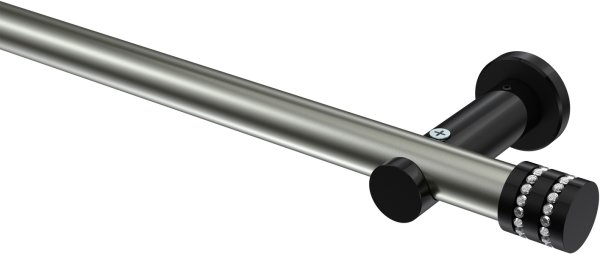 Gardinenstange Metall 20 mm Ø PLATON - Estana Edelstahl-Optik / Schwarz (ohne Ringe) 100 cm