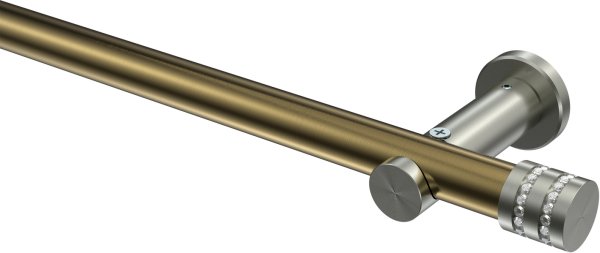 Gardinenstange Metall 20 mm Ø PLATON - Estana Messing Antik / Edelstahl-Optik (ohne Ringe) 100 cm