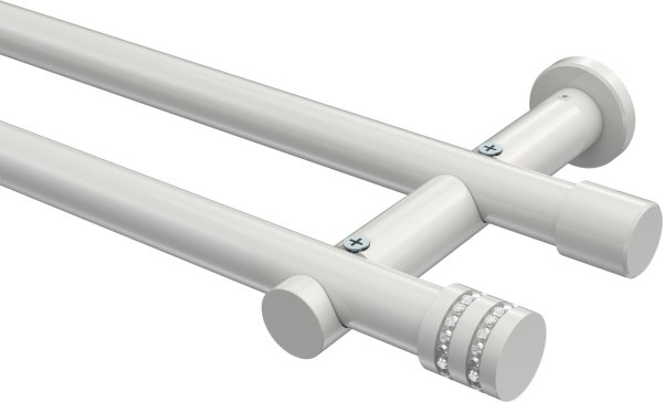 Gardinenstange Metall 20 mm Ø 2-läufig PLATON - Estana Weiß (ohne Ringe) 100 cm