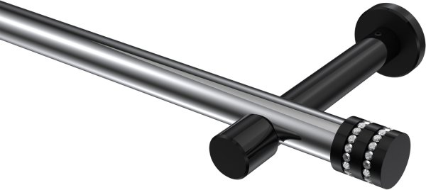 Gardinenstange Metall 20 mm Ø PRESTIGE - Estana Chrom / Schwarz (ohne Ringe) 100 cm
