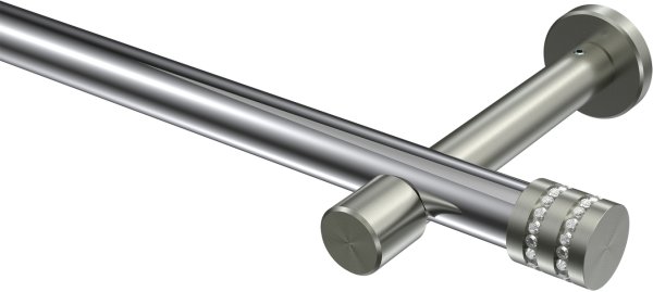 Gardinenstange Metall 20 mm Ø PRESTIGE - Estana Chrom / Edelstahl-Optik (ohne Ringe) 100 cm