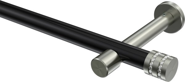 Gardinenstange Metall 20 mm Ø PRESTIGE - Estana Schwarz / Edelstahl-Optik (ohne Ringe) 100 cm