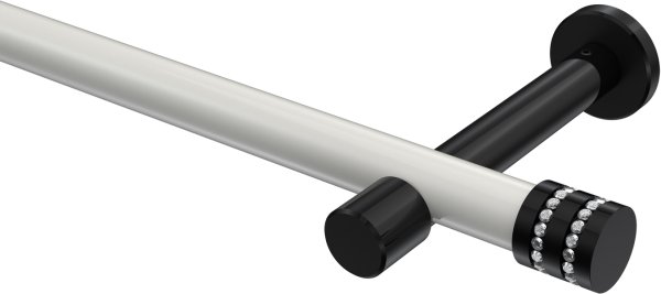 Gardinenstange Metall 20 mm Ø PRESTIGE - Estana Weiß / Schwarz (ohne Ringe) 100 cm