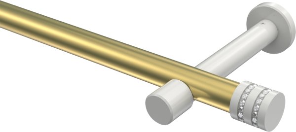 Gardinenstange Metall 20 mm Ø PRESTIGE - Estana Messing-Optik / Weiß (ohne Ringe) 100 cm