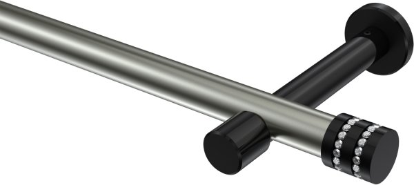 Gardinenstange Metall 20 mm Ø PRESTIGE - Estana Edelstahl-Optik / Schwarz (ohne Ringe) 100 cm