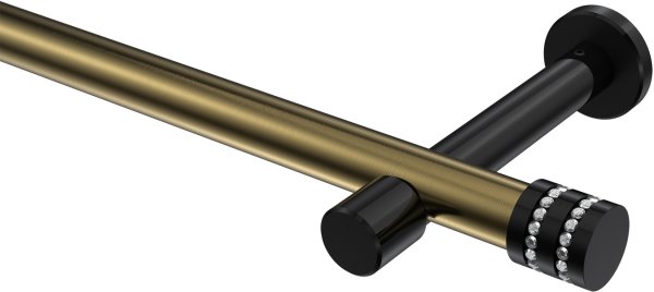 Gardinenstange Metall 20 mm Ø PRESTIGE - Estana Messing Antik / Schwarz (ohne Ringe) 100 cm
