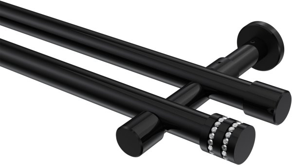 Gardinenstange Metall 20 mm Ø 2-läufig PRESTIGE - Estana Schwarz (ohne Ringe) 100 cm