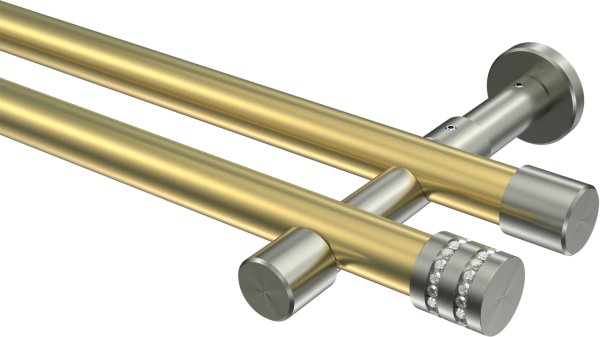 Gardinenstange Messing-Optik / Edelstahl-Optik 20 mm Ø 2-läufig PRESTIGE - Estana (ohne Ringe)