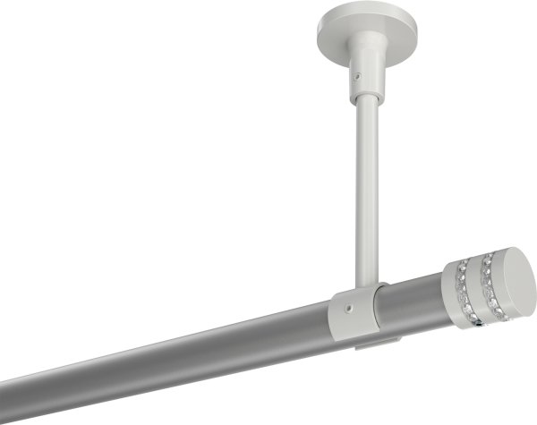 Gardinenstange Metall 20 mm Ø SONETTE - Estana Silbergrau / Weiß (ohne Ringe) 100 cm
