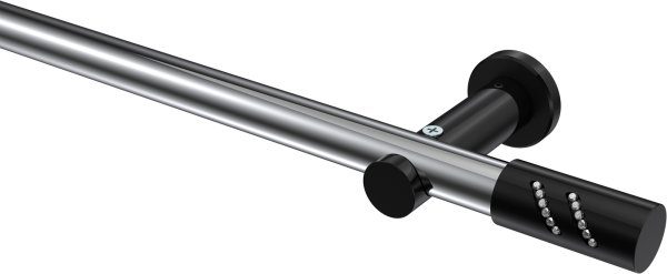 Gardinenstange Metall 20 mm Ø PLATON - Zoena Chrom / Schwarz (ohne Ringe) 100 cm