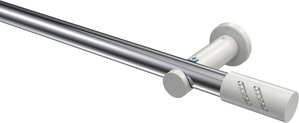Gardinenstange Metall 20 mm Ø PLATON - Zoena Chrom / Weiß (ohne Ringe) 100 cm