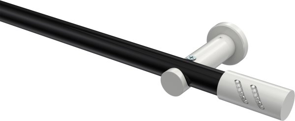 Gardinenstange Metall 20 mm Ø PLATON - Zoena Schwarz / Weiß (ohne Ringe) 100 cm