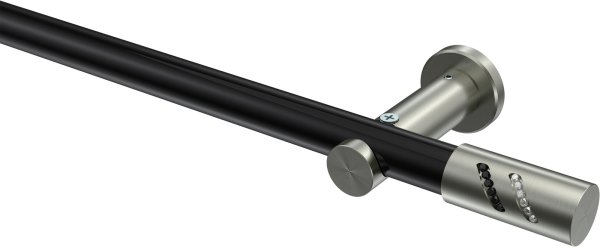 Gardinenstange Metall 20 mm Ø PLATON - Zoena Schwarz / Edelstahl-Optik (ohne Ringe) 100 cm