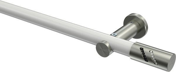 Gardinenstange Metall 20 mm Ø PLATON - Zoena Weiß / Edelstahl-Optik (ohne Ringe) 100 cm
