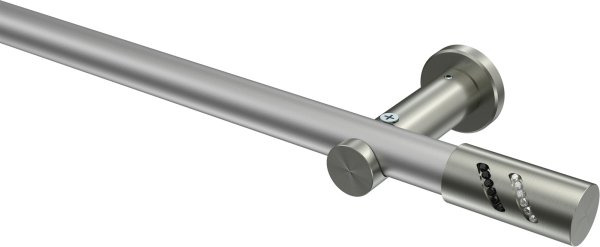 Gardinenstange Metall 20 mm Ø PLATON - Zoena Silbergrau / Edelstahl-Optik (ohne Ringe) 100 cm