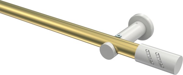 Gardinenstange Metall 20 mm Ø PLATON - Zoena Messing-Optik / Weiß (ohne Ringe) 100 cm