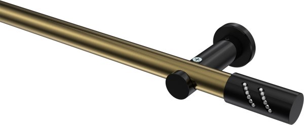 Gardinenstange Metall 20 mm Ø PLATON - Zoena Messing Antik / Schwarz (ohne Ringe) 100 cm