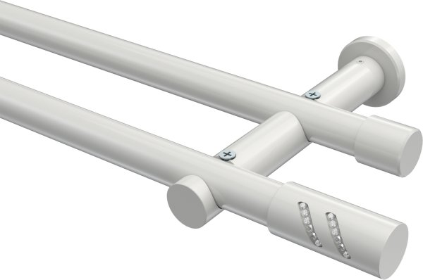Gardinenstange Metall 20 mm Ø 2-läufig PLATON - Zoena Weiß (ohne Ringe) 100 cm
