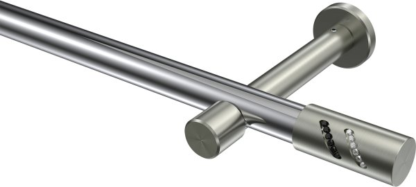 Gardinenstange Metall 20 mm Ø PRESTIGE - Zoena Chrom / Edelstahl-Optik (ohne Ringe) 100 cm