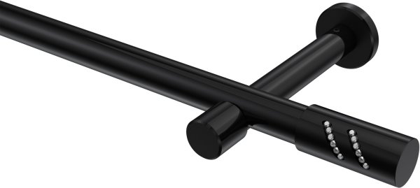 Gardinenstange Metall 20 mm Ø PRESTIGE - Zoena Schwarz (ohne Ringe) 100 cm