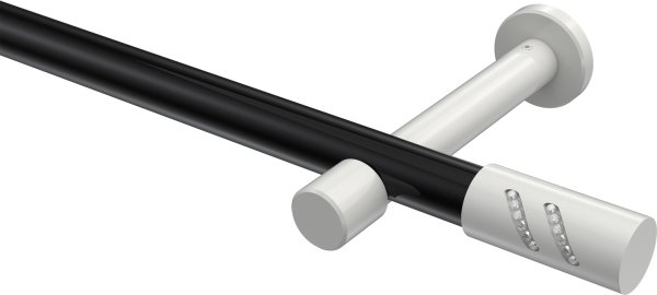 Gardinenstange Metall 20 mm Ø PRESTIGE - Zoena Schwarz / Weiß (ohne Ringe) 100 cm