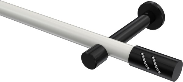 Gardinenstange Metall 20 mm Ø PRESTIGE - Zoena Weiß / Schwarz (ohne Ringe) 100 cm