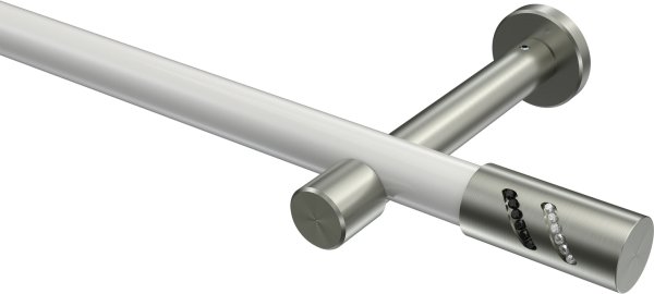 Gardinenstange Metall 20 mm Ø PRESTIGE - Zoena Weiß / Edelstahl-Optik (ohne Ringe) 100 cm