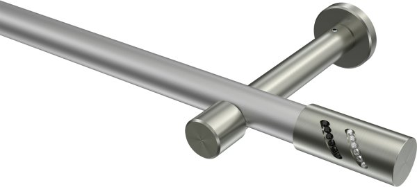 Gardinenstange Metall 20 mm Ø PRESTIGE - Zoena Silbergrau / Edelstahl-Optik (ohne Ringe) 100 cm