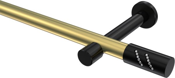Gardinenstange Metall 20 mm Ø PRESTIGE - Zoena Messing-Optik / Schwarz (ohne Ringe) 100 cm