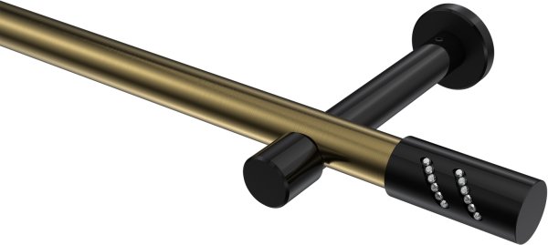 Gardinenstange Metall 20 mm Ø PRESTIGE - Zoena Messing Antik / Schwarz (ohne Ringe) 100 cm