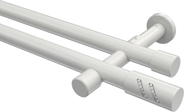 Gardinenstange Metall 20 mm Ø 2-läufig PRESTIGE - Zoena Weiß (ohne Ringe) 100 cm