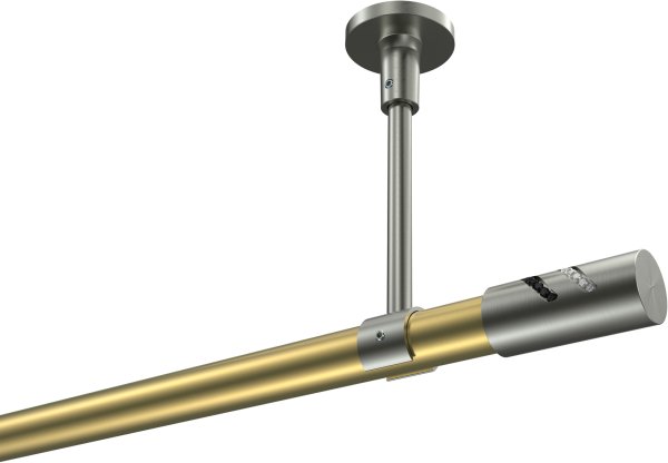Gardinenstange Messing-Optik / Edelstahl-Optik 20 mm Ø SONETTE - Zoena (ohne Ringe) 100 cm