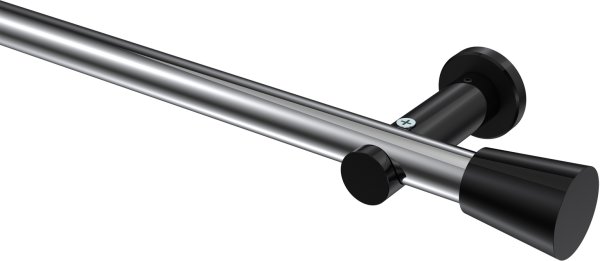 Gardinenstange Metall 20 mm Ø PLATON - Sitra Chrom / Schwarz (ohne Ringe) 100 cm