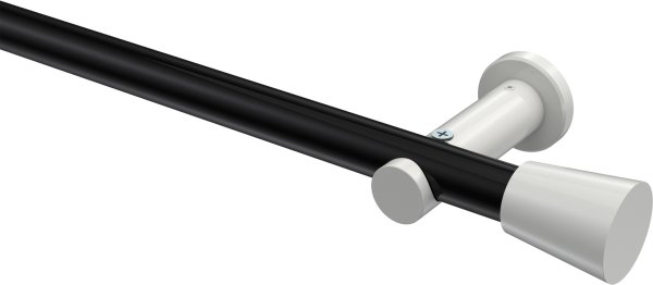 Gardinenstange Metall 20 mm Ø PLATON - Sitra Schwarz / Weiß (ohne Ringe) 100 cm