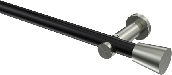Gardinenstange Metall 20 mm Ø PLATON - Sitra Schwarz / Edelstahl-Optik (ohne Ringe) 100 cm