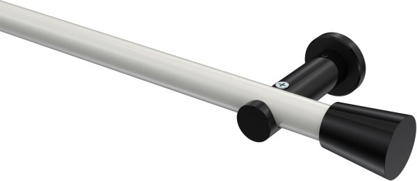 Gardinenstange Metall 20 mm Ø PLATON - Sitra Weiß / Schwarz (ohne Ringe) 100 cm