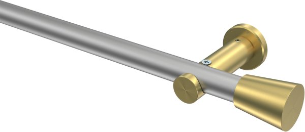 Gardinenstange Metall 20 mm Ø PLATON - Sitra Silbergrau / Messing-Optik (ohne Ringe) 100 cm