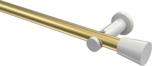 Gardinenstange Metall 20 mm Ø PLATON - Sitra Messing-Optik / Weiß (ohne Ringe) 100 cm