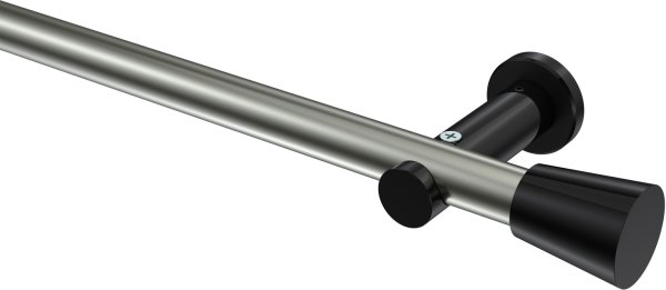 Gardinenstange Metall 20 mm Ø PLATON - Sitra Edelstahl-Optik / Schwarz (ohne Ringe) 100 cm