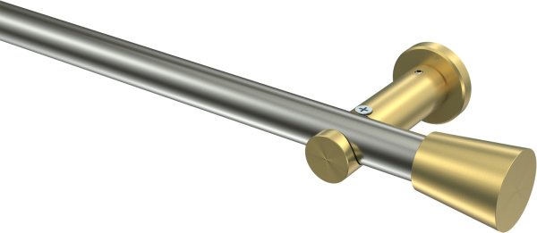 Gardinenstange Edelstahl-Optik / Messing-Optik 20 mm Ø PLATON - Sitra (ohne Ringe) 100 cm