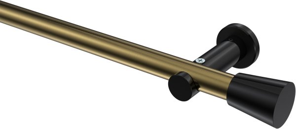 Gardinenstange Metall 20 mm Ø PLATON - Sitra Messing Antik / Schwarz (ohne Ringe) 100 cm