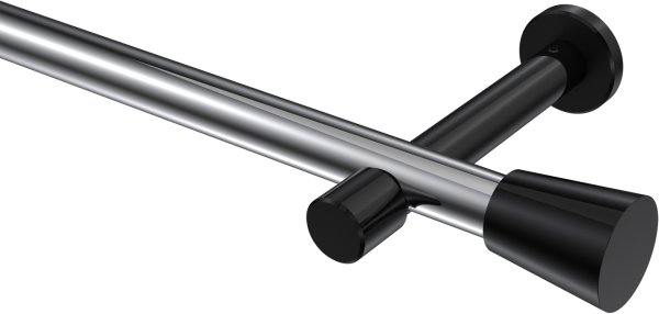 Gardinenstange Metall 20 mm Ø PRESTIGE - Sitra Chrom / Schwarz (ohne Ringe) 100 cm