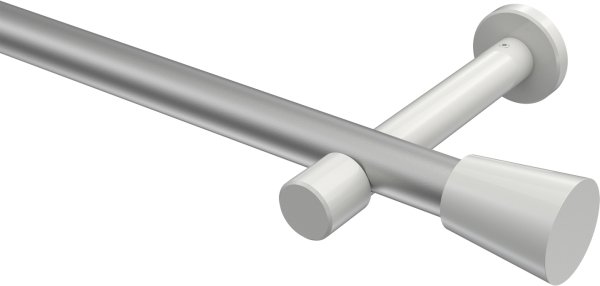 Gardinenstange Metall 20 mm Ø PRESTIGE - Sitra Silbergrau / Weiß (ohne Ringe) 100 cm