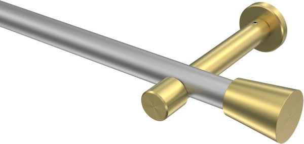 Gardinenstange Metall 20 mm Ø PRESTIGE - Sitra Silbergrau / Messing-Optik (ohne Ringe) 100 cm