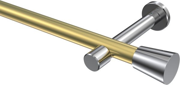 Gardinenstange Metall 20 mm Ø PRESTIGE - Sitra Messing-Optik / Chrom (ohne Ringe) 100 cm